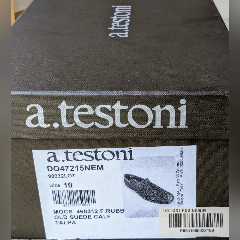 BNIB A.TestoniMen's Suede Moc Toe Drivers - size 10